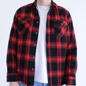 Jachs New York Red Black Checker 100% Cotton Outdoor Gorpcore Button Up Shirt M